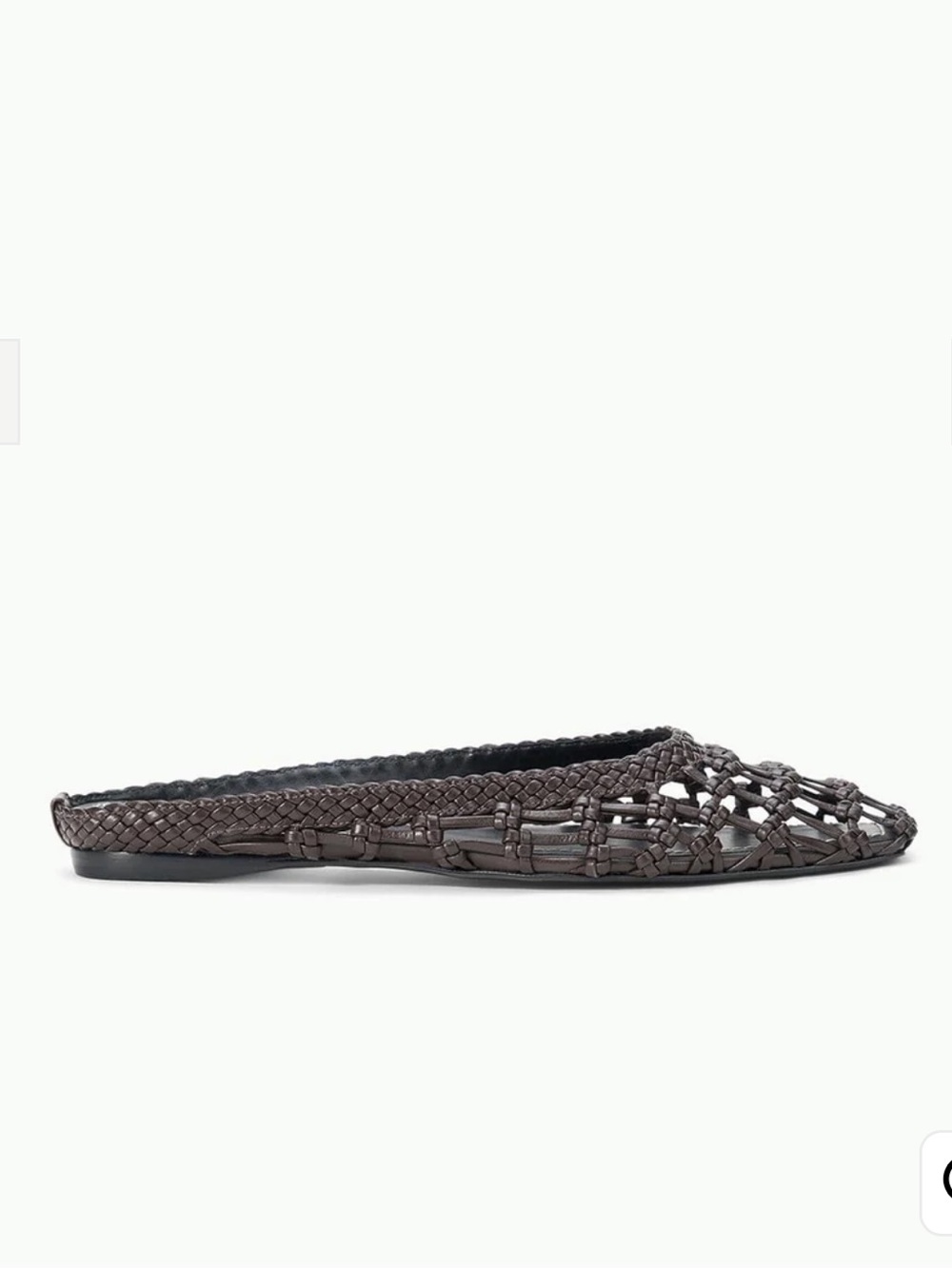 Staud Woven Otto Flat Mule in Espresso Brown Knotted